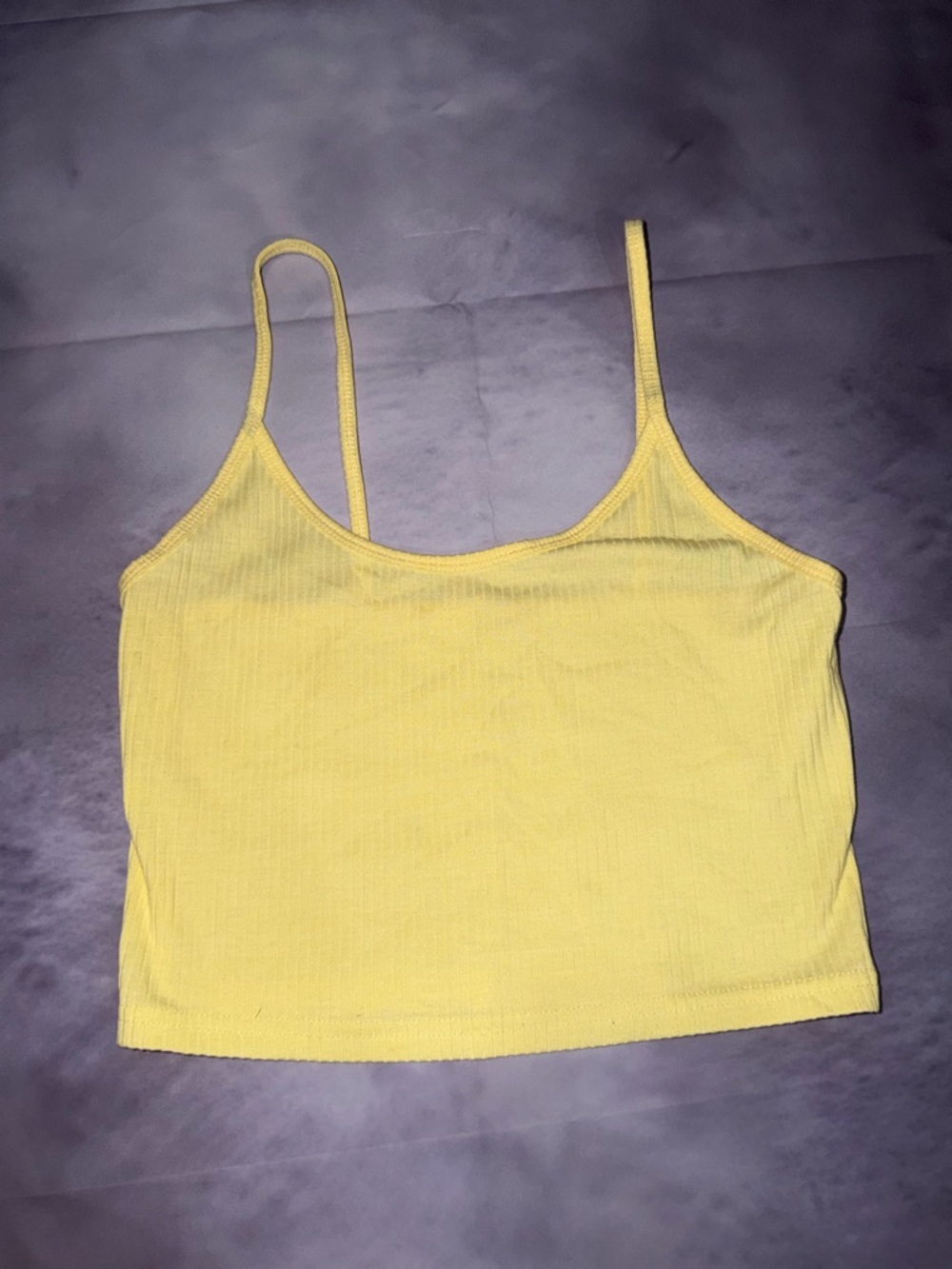 PacSun Yellow Ribbed Spaghetti Strap Crop Tank